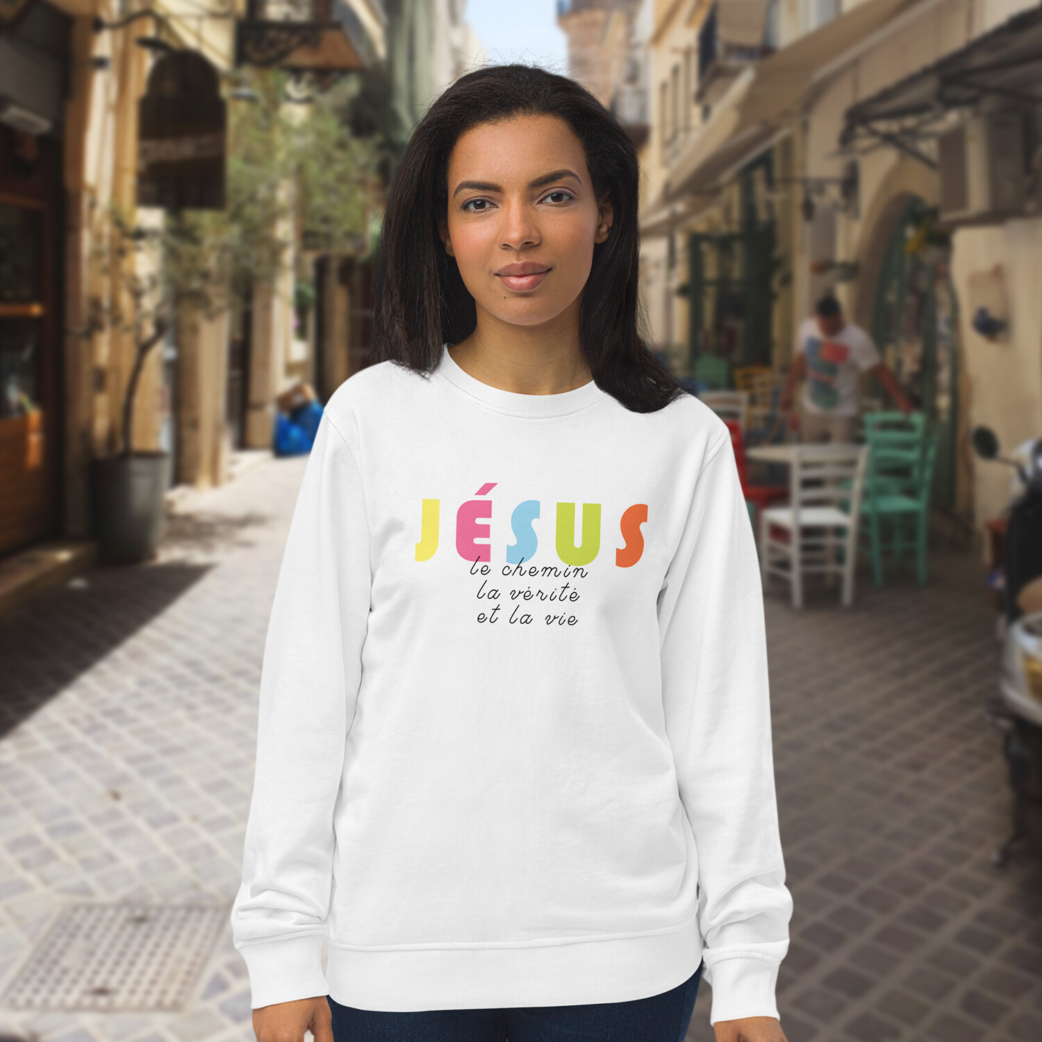 Sweatshirt blanc - Jésus, le Chemin...