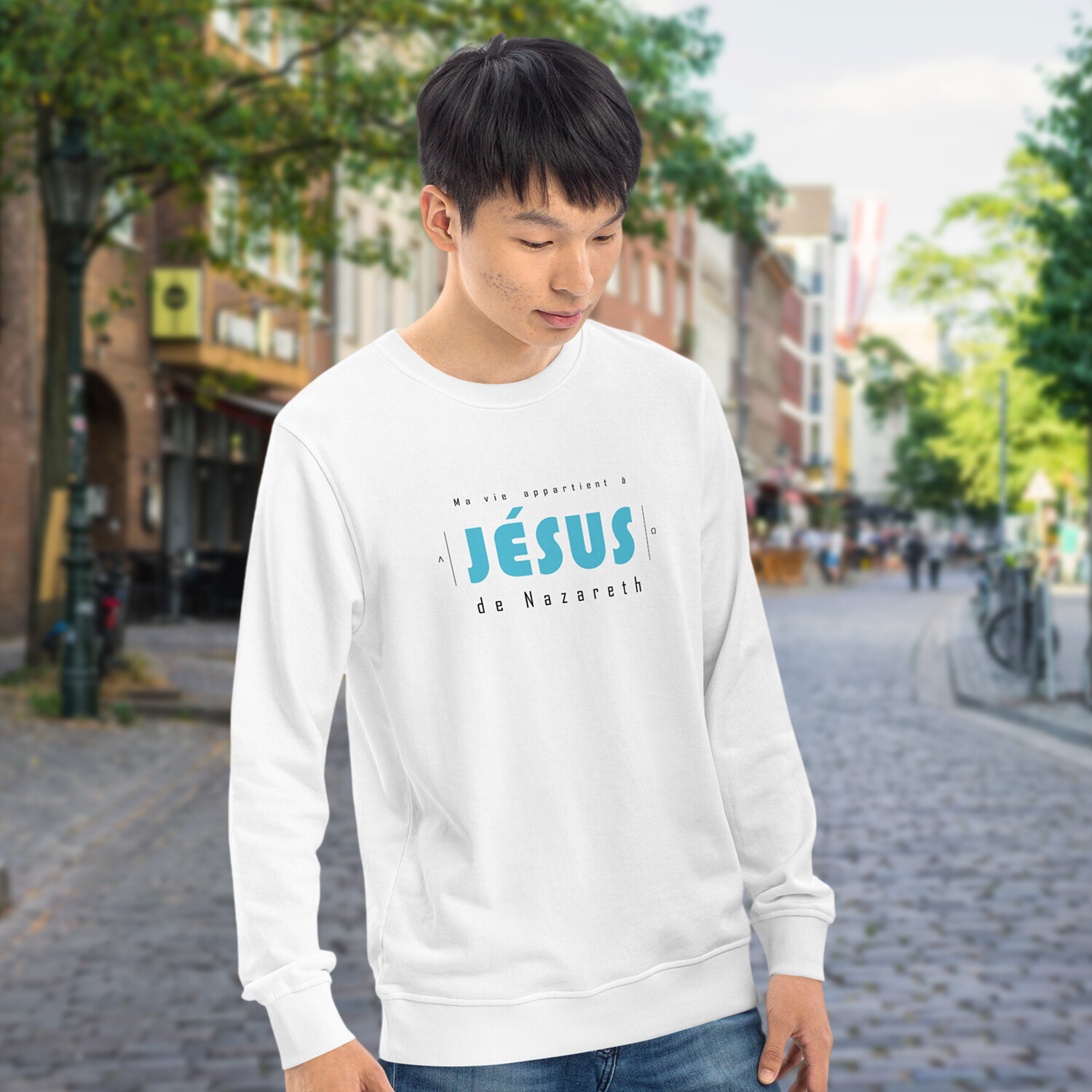 Sweatshirt blanc - Ma vie appartient à Jésus