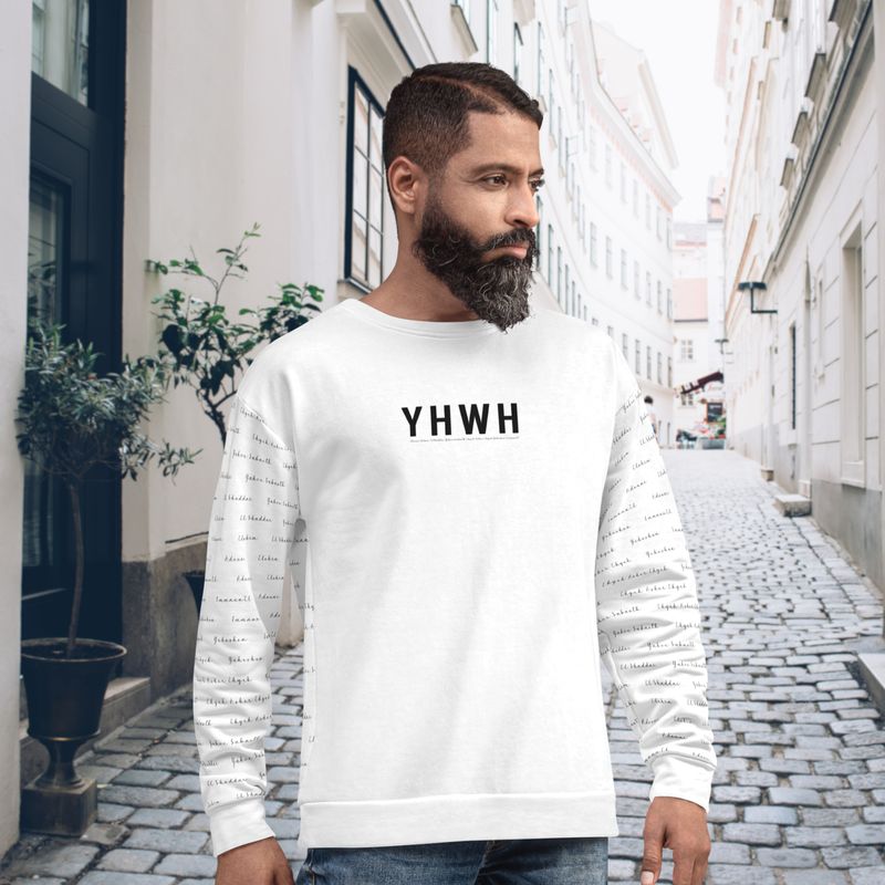 Sweatshirt blanc unisexe - YHWH