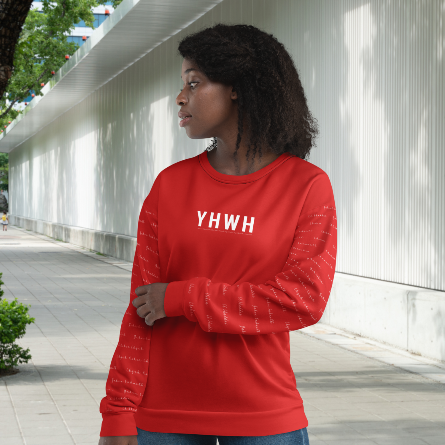 Sweatshirt rouge unisexe - YHWH