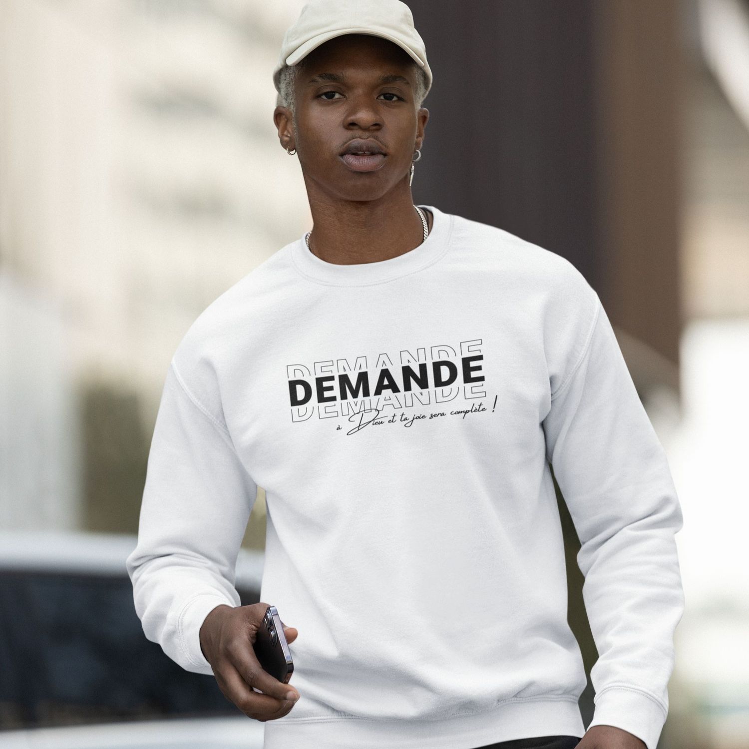 Sweat blanc - Demande à Dieu