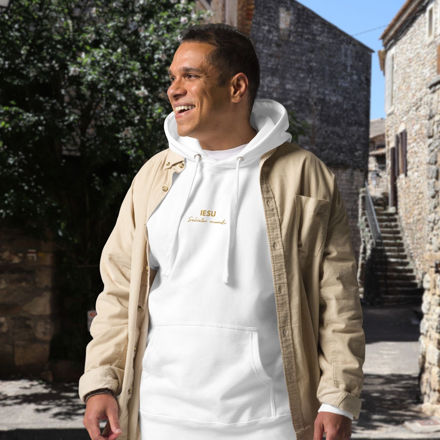 Sweat à capuche - IESU Salvator mundi brodé