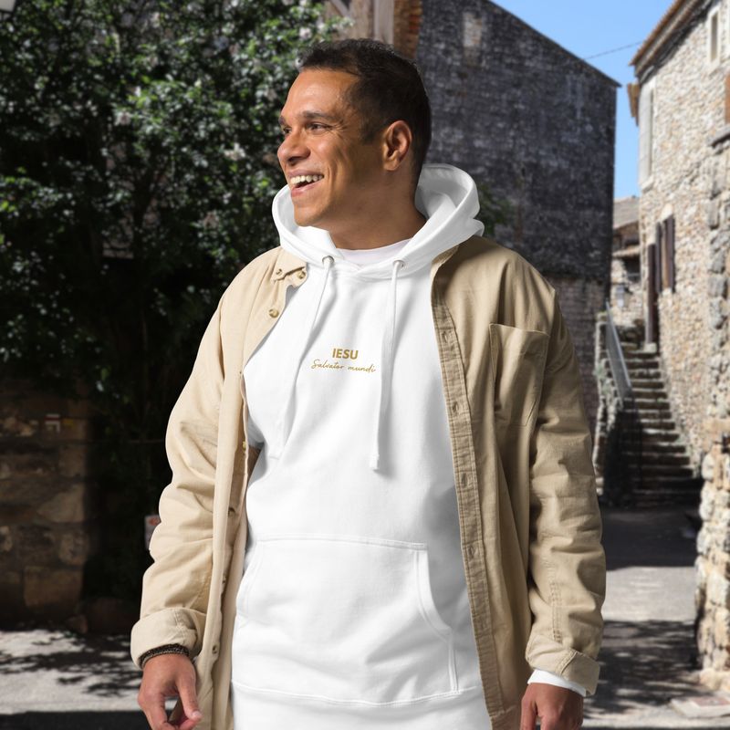 Sweat à capuche - IESU Salvator mundi brodé