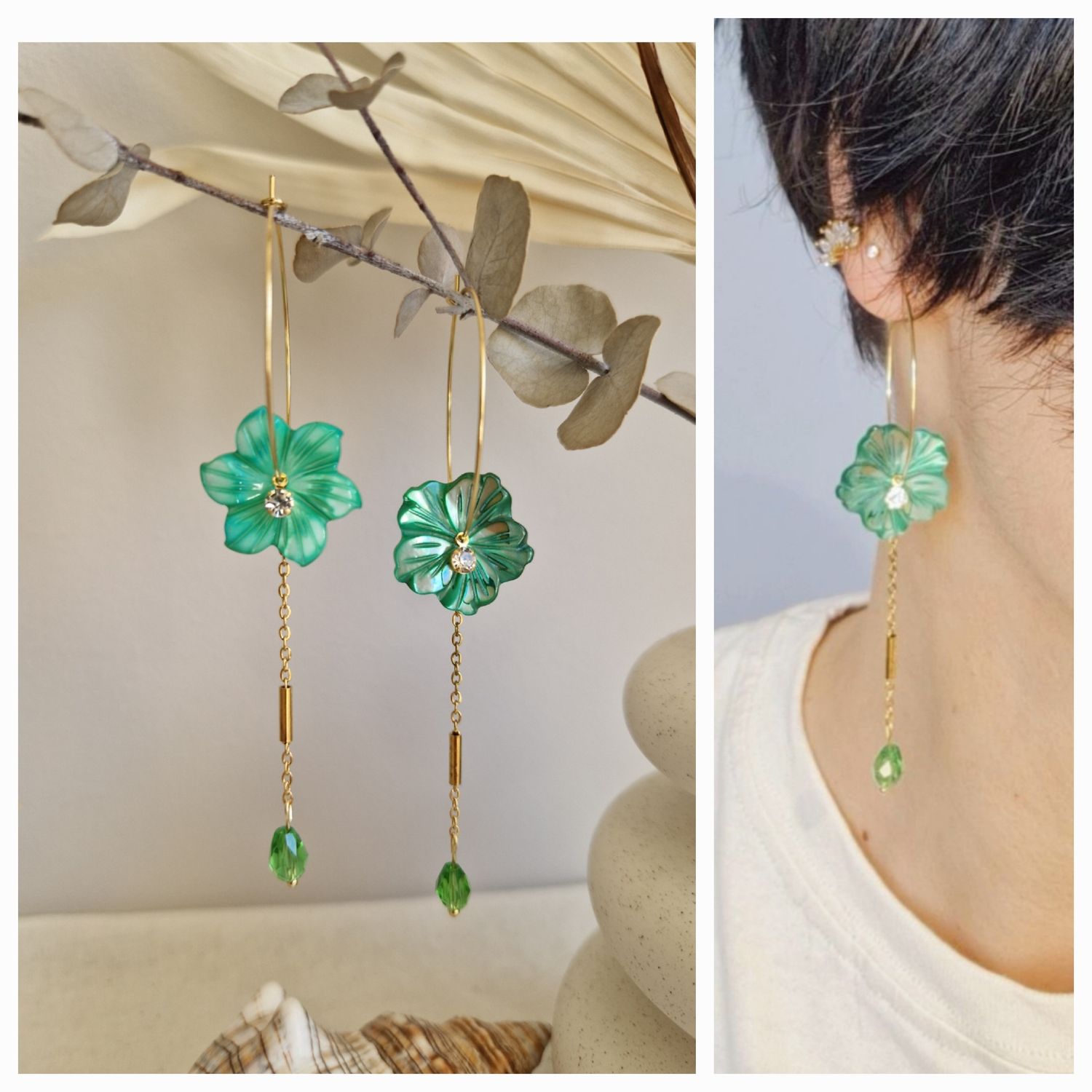 Boucles d&#39;oreilles Lysie verte 