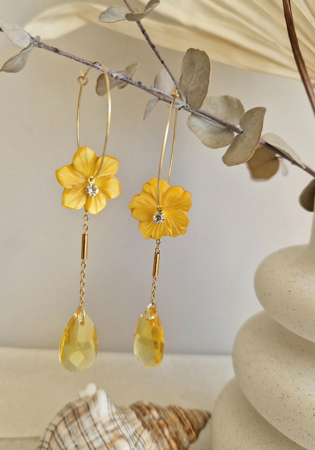 Boucles d&#39;oreilles Lysie jaune