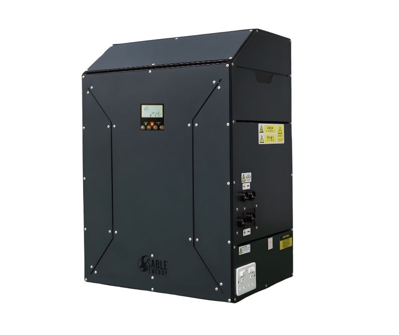 2kVA Hybrid Solar System with 10kWh Lithium Battery and 16 Panels – Side View Showing Inverter and PTZ Camera Setup | Sable 