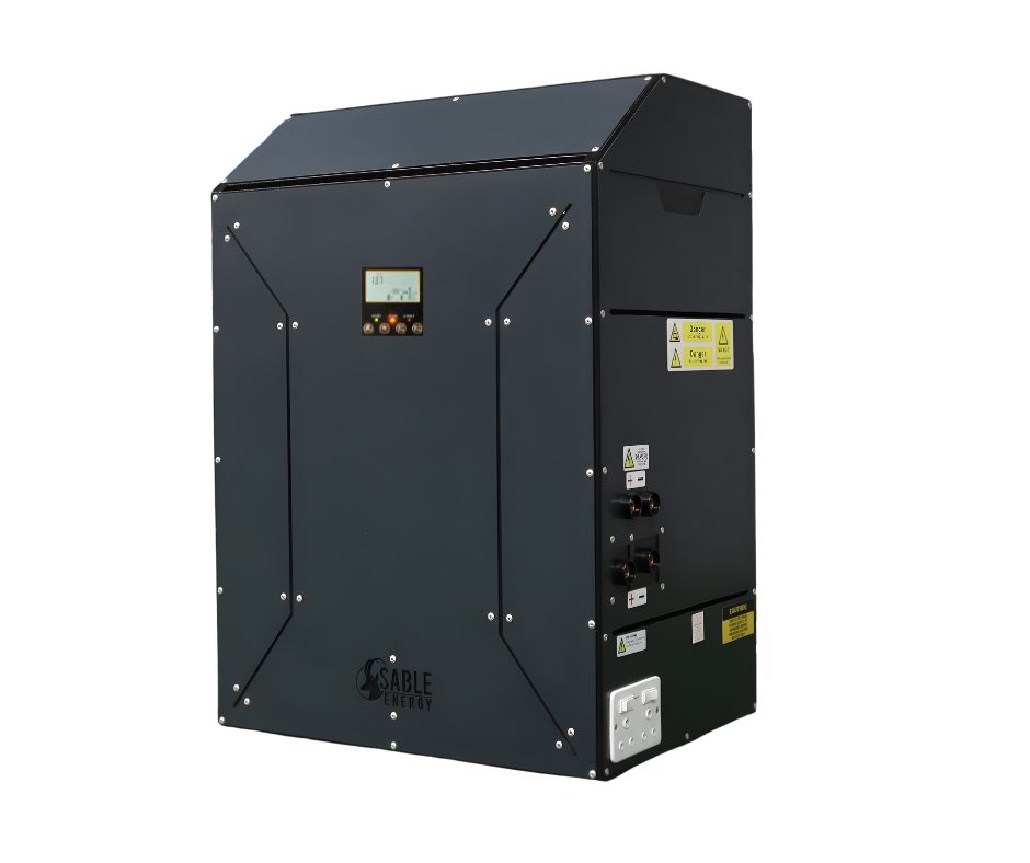 12kVA Battery Backup System Side View – 10kWh Lithium-Ion Battery with Hybrid Inverter for Residential and Small Business 