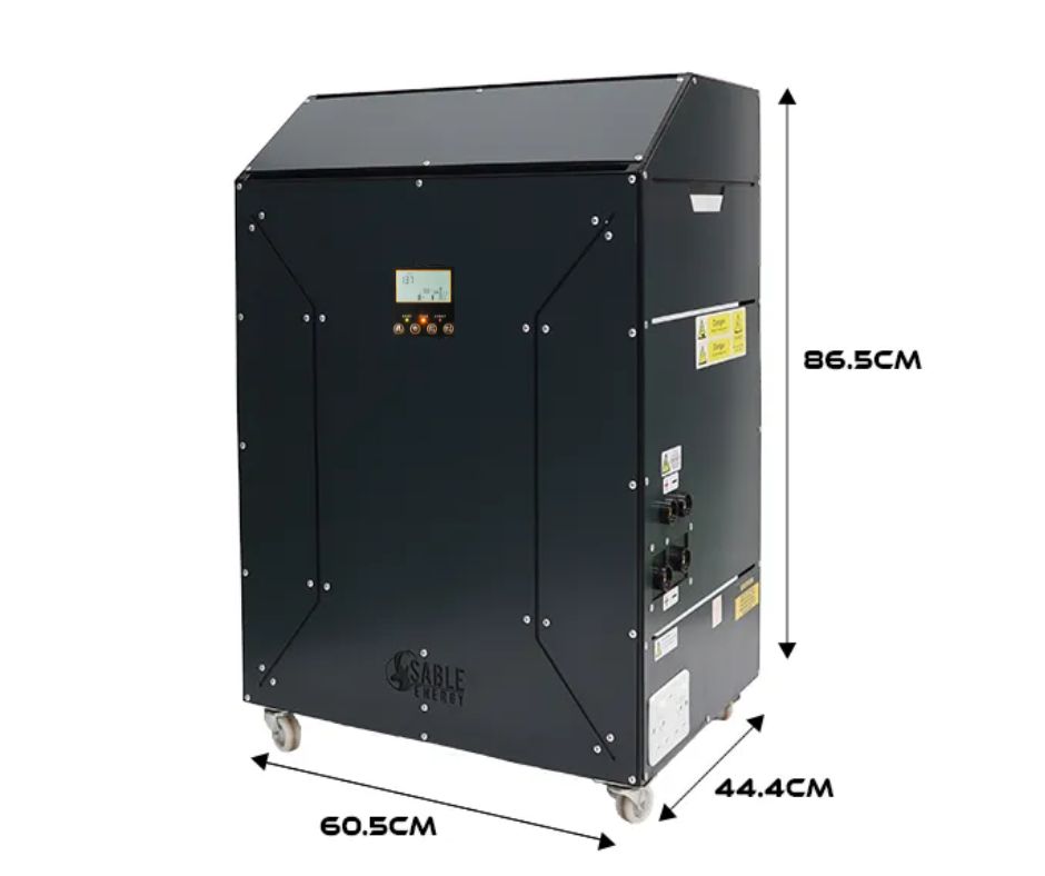 12kVA 10kWh Battery Backup System Dimensions – Side View Showing Measurements for Wall-Mount Installation | Sable Energy 