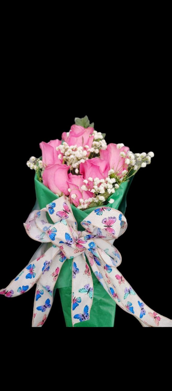1/2 dozen roses wrapped celebration bouquet