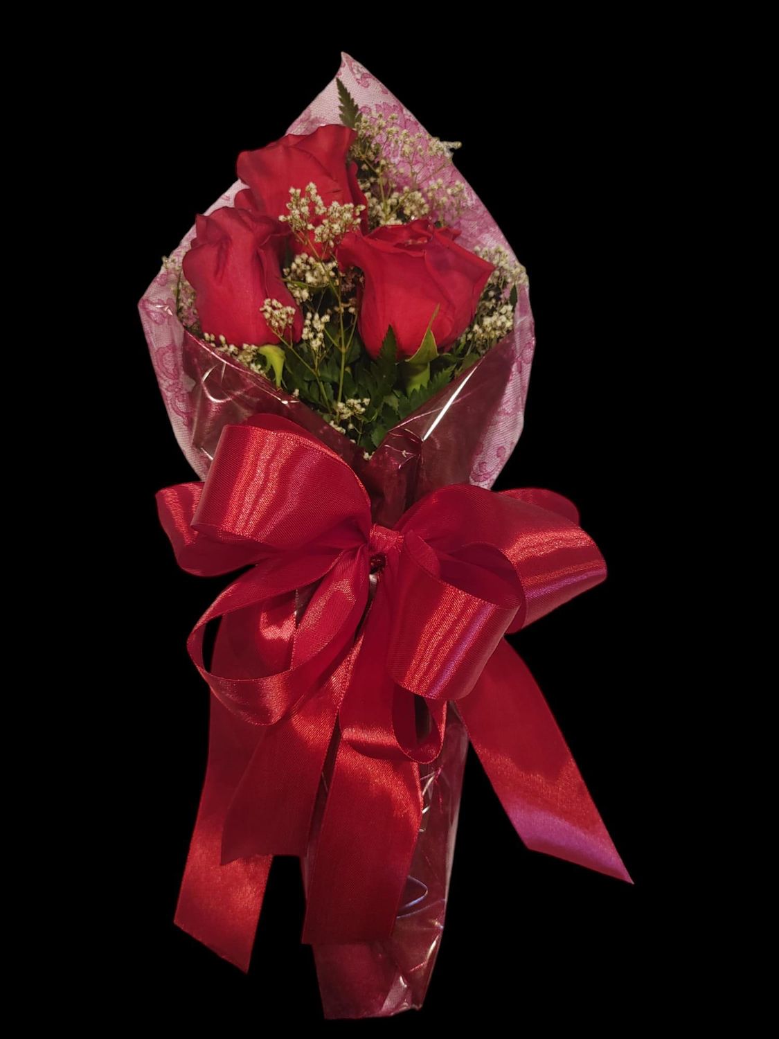 Celebration 3 rose wrapped bouquet