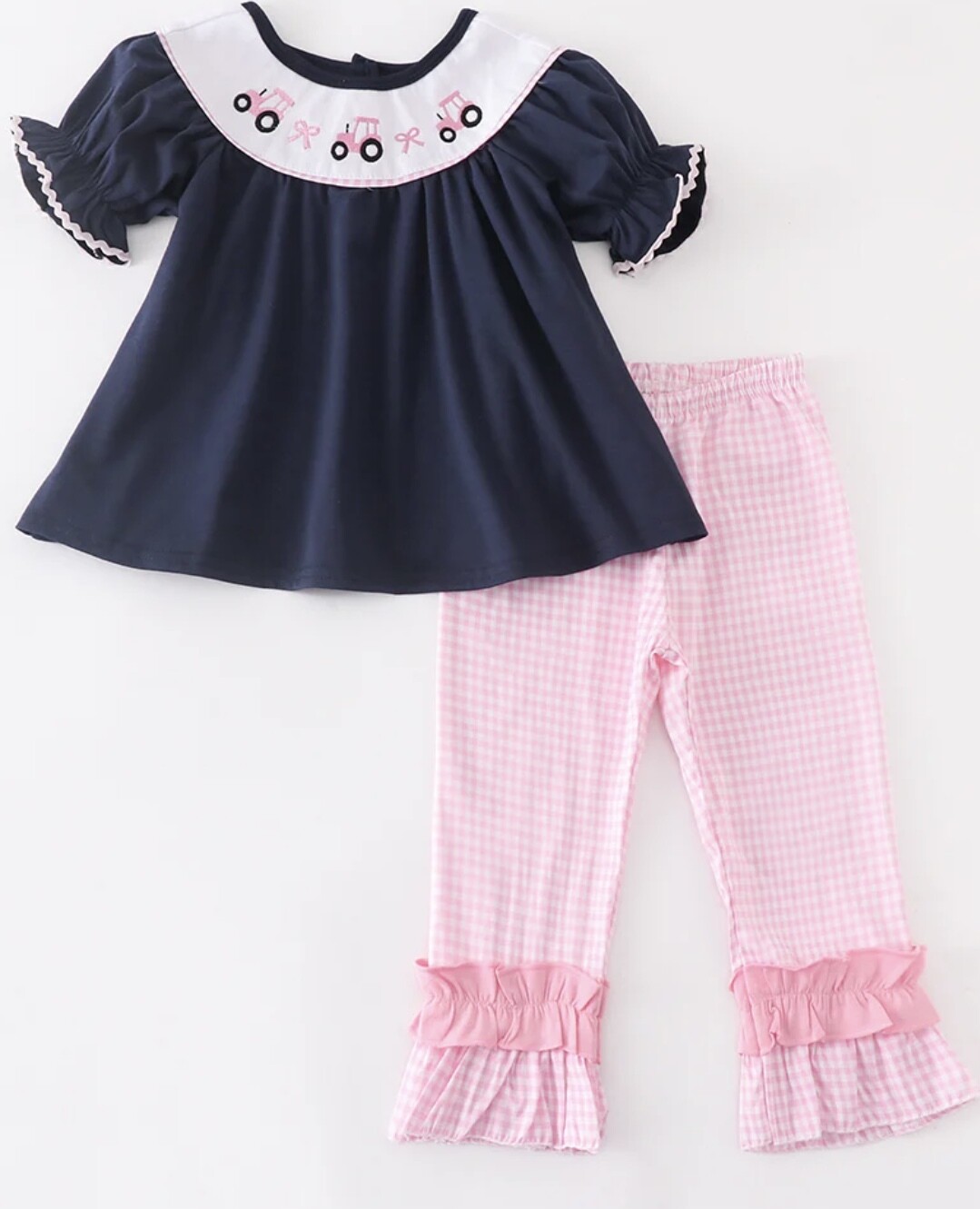 Pink Tractor Girls Pants Suit