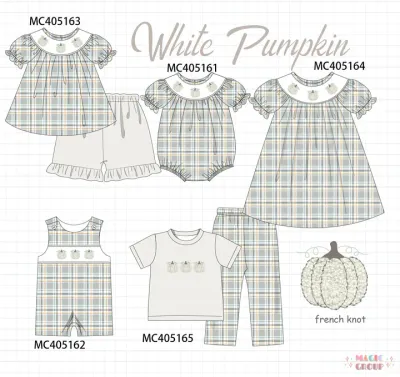 PO24 White pumpkin French knot plaid collection