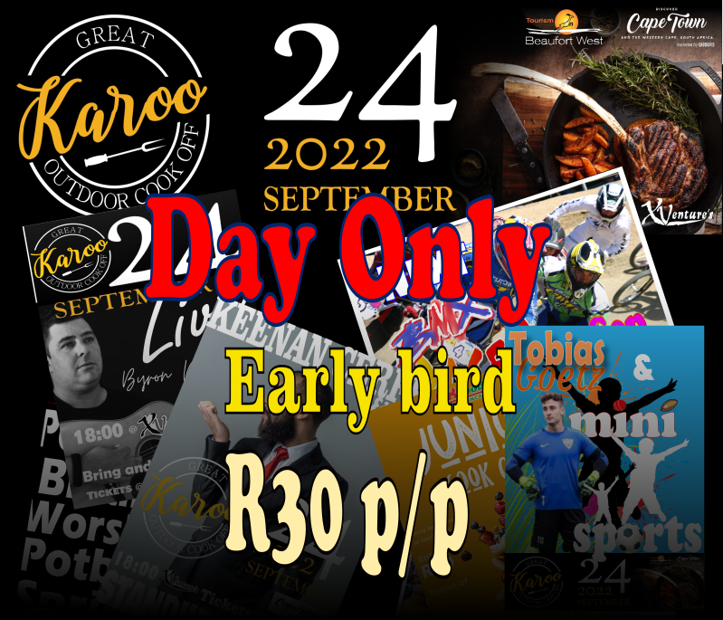 Great Karoo Outdoor Cook-Off .  All Pass Day ONLY  Ticket Early Bird. R 30 p/p