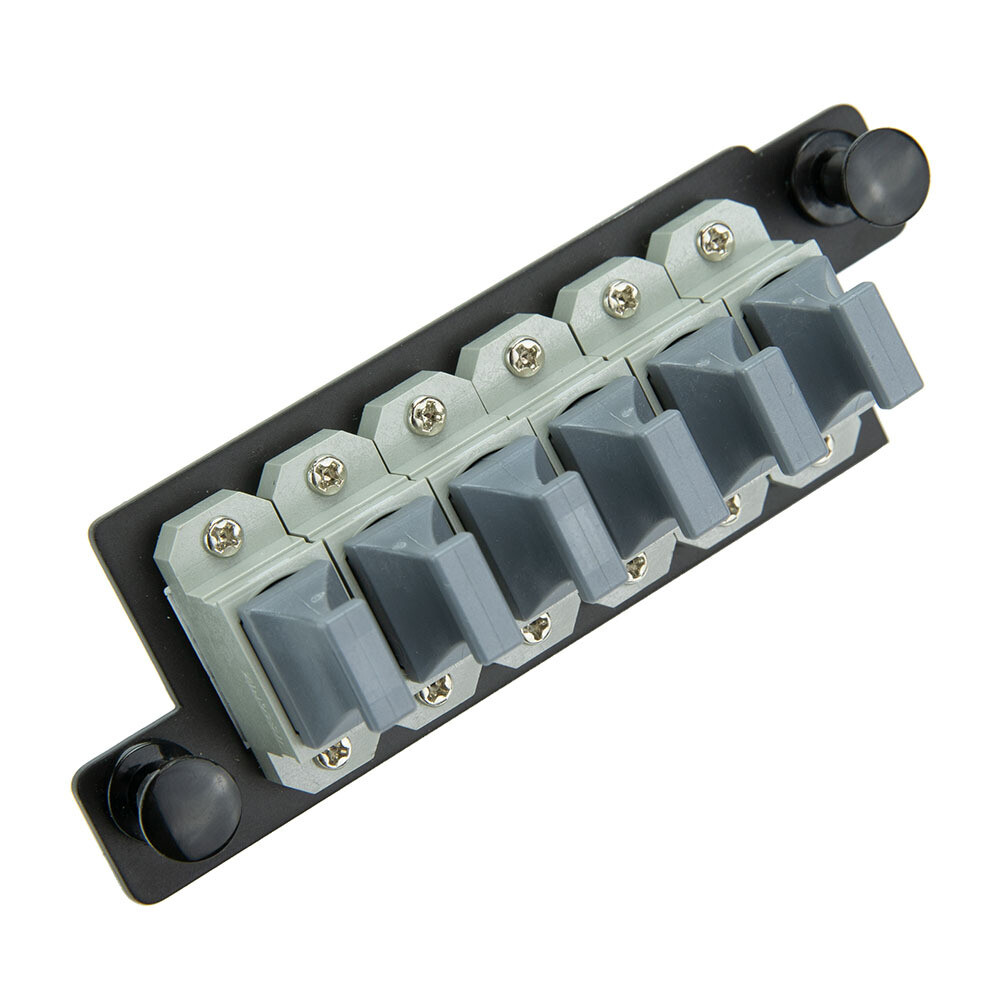 MTP Adapter - 6xMTP Non-Inverted - Feed-Through Face Plate (5/14 Slot Panel) (Gray)