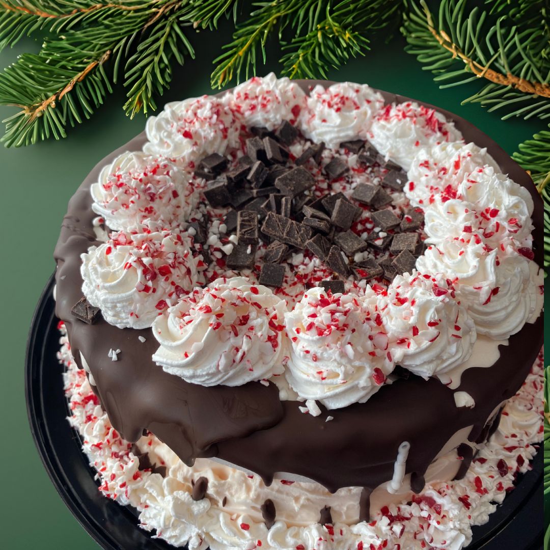 Candy Cane Fudge Cake