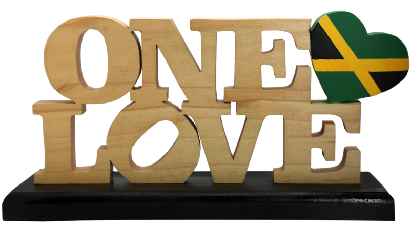 One Love Handmade Jamaican Flag Wood Décor