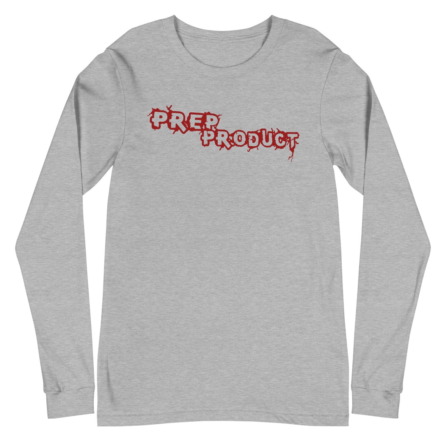 Prep Product Long Sleeve Tee | Red Logo, Color: Athletic Heather, Size: XS