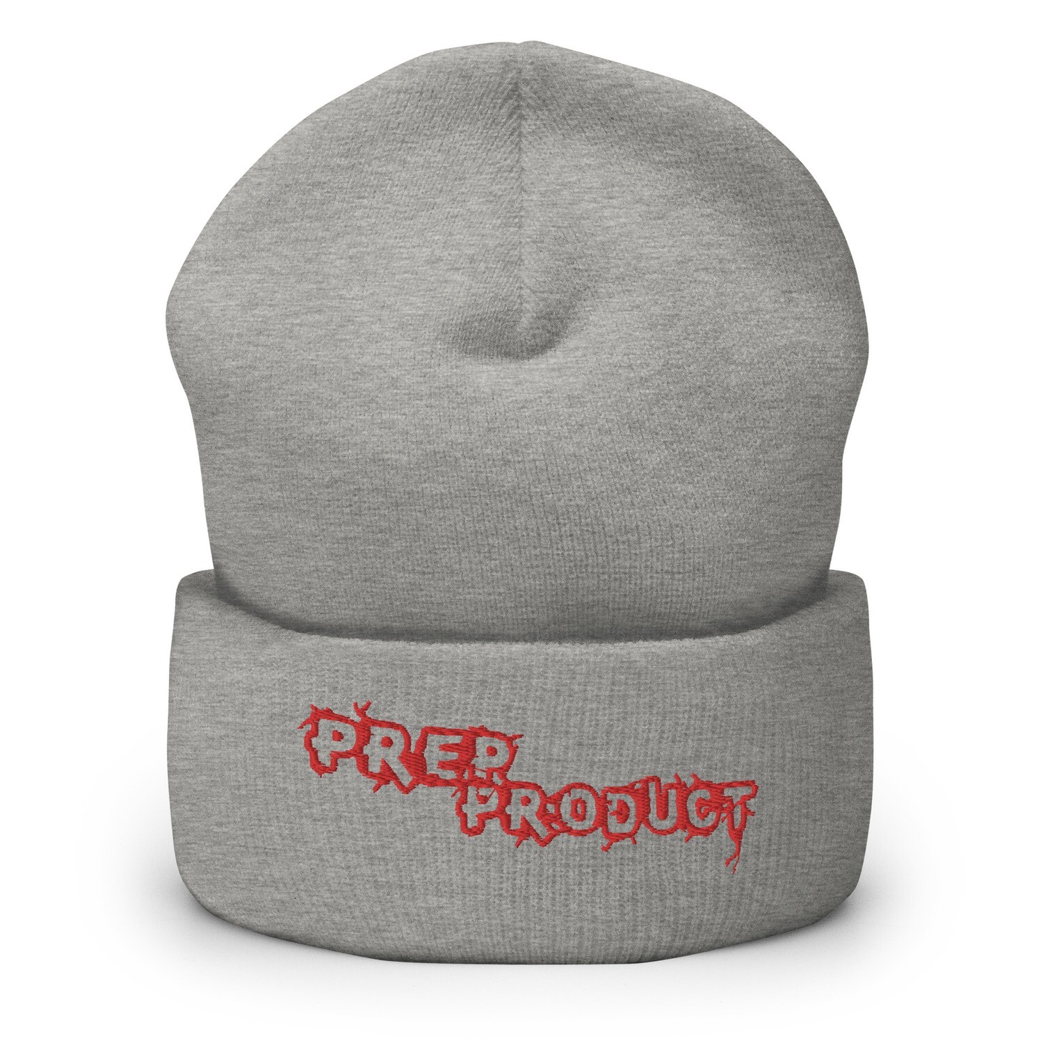 Prep Product Cuffed Beanie | Red Logo, Color: Heather Grey