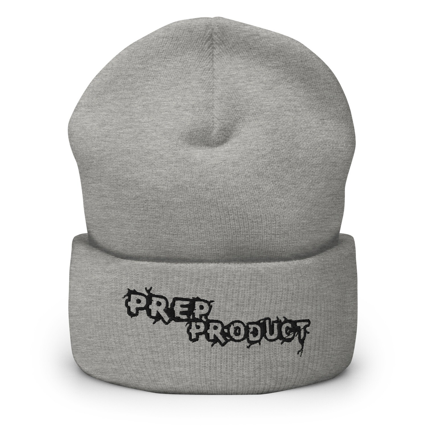 Prep Product Cuffed Beanie | Black Logo, Color: Heather Grey