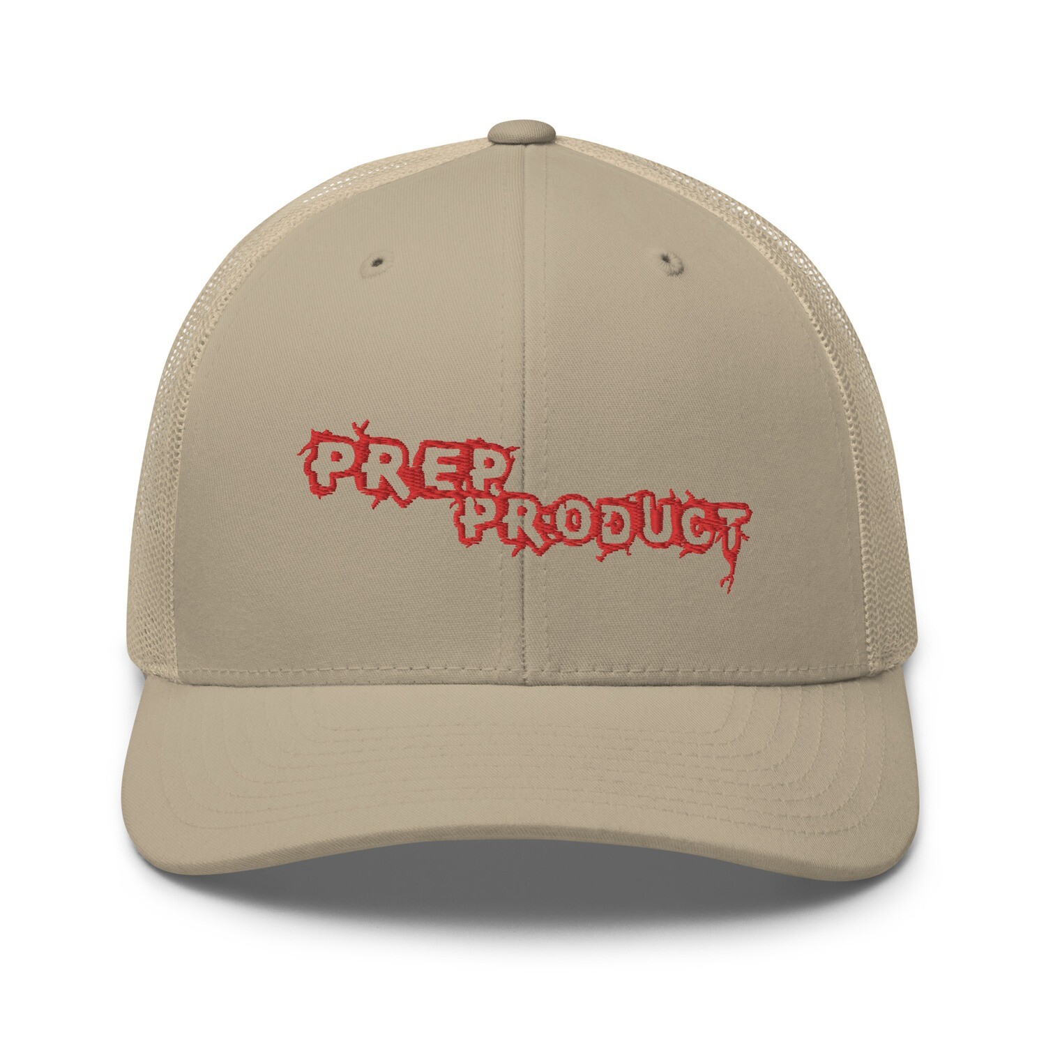 Prep Product Trucker Cap | Red Logo, Color: Khaki