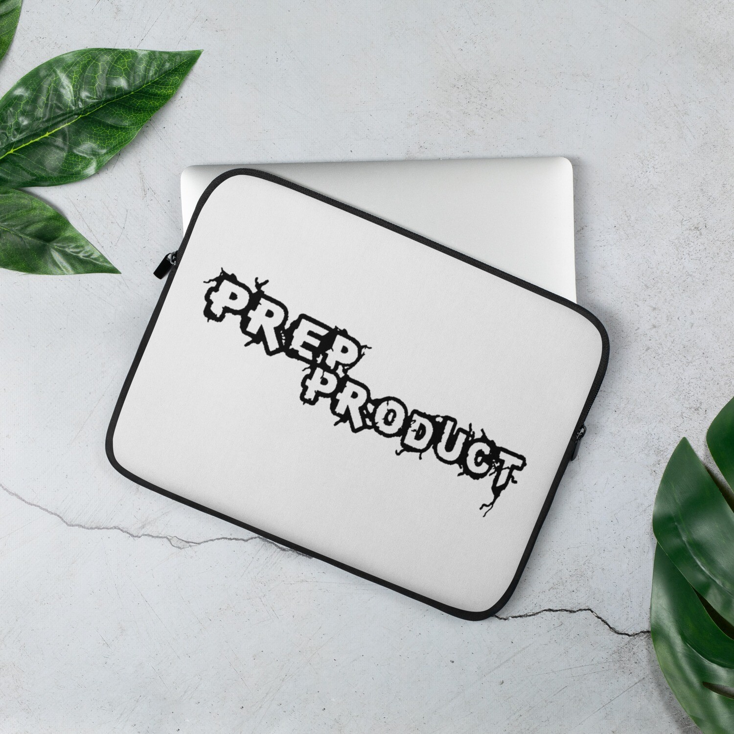 Prep Product Laptop Sleeve | Black Logo | White, Size: 13 in
