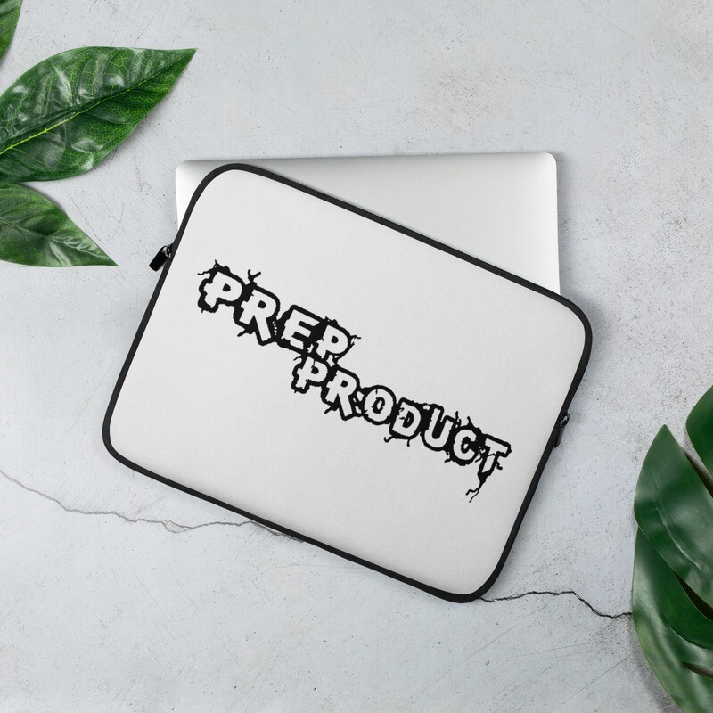 Prep Product Laptop Sleeve | Black Logo | White