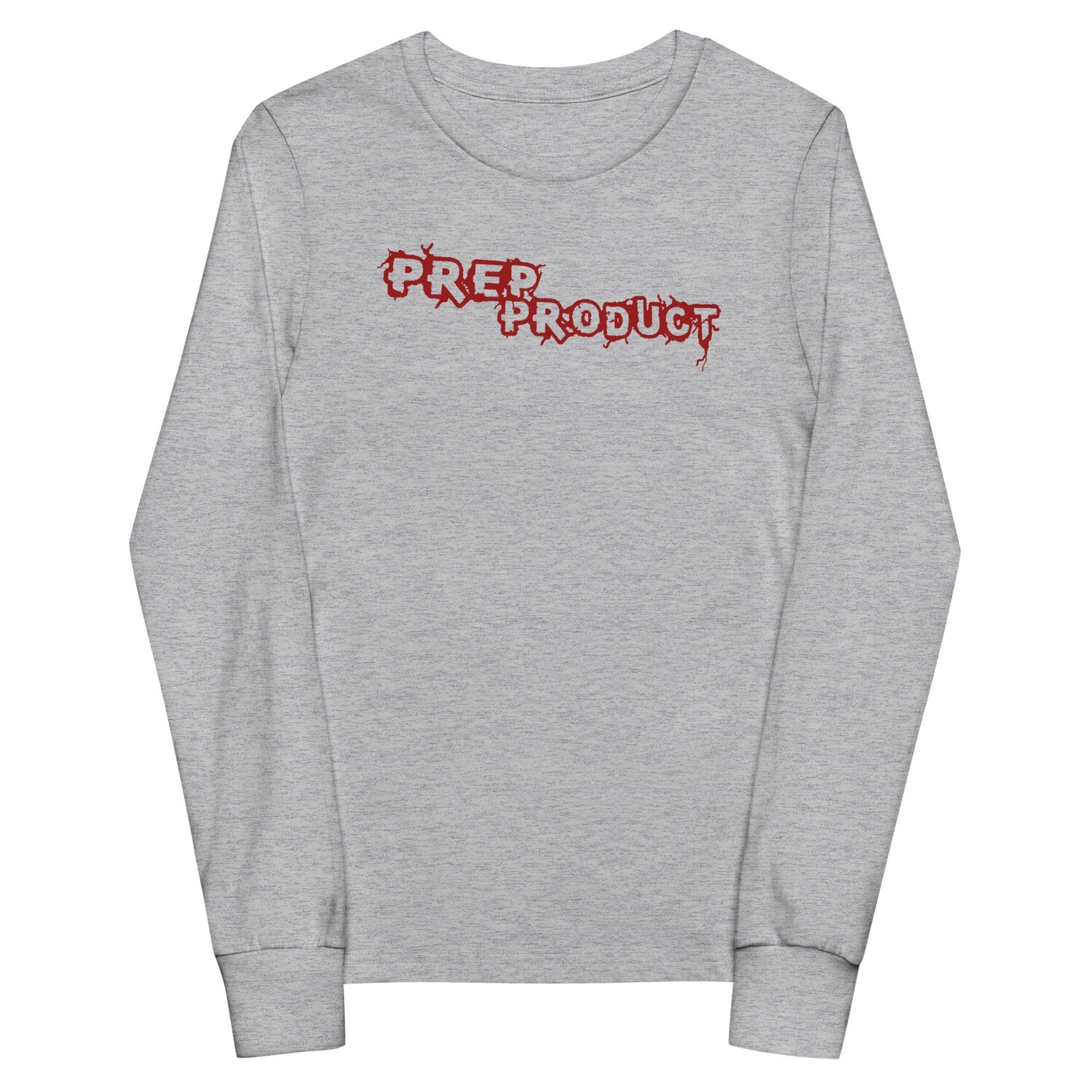 Prep Product Youth Long Sleeve Tee | Red Logo, Color: Athletic Heather, Size: S