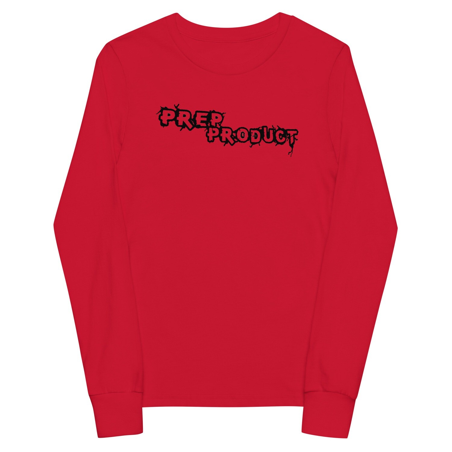 Prep Product Youth Long Sleeve Tee | Black Logo, Color: Red, Size: S