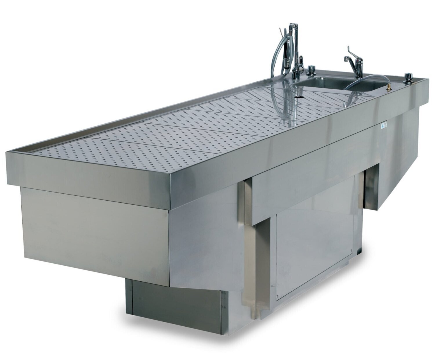 Table d'autopsie à hauteur réglable et système de ventilation à courant descendant
