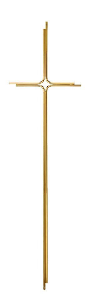 Croix pour cercueil en laiton avec double section de fil couplé avec extrémités décalées et trou central