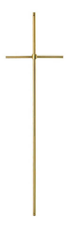 Croix pour cercueil en laiton à section demi-ronde 10 mm avec cube central