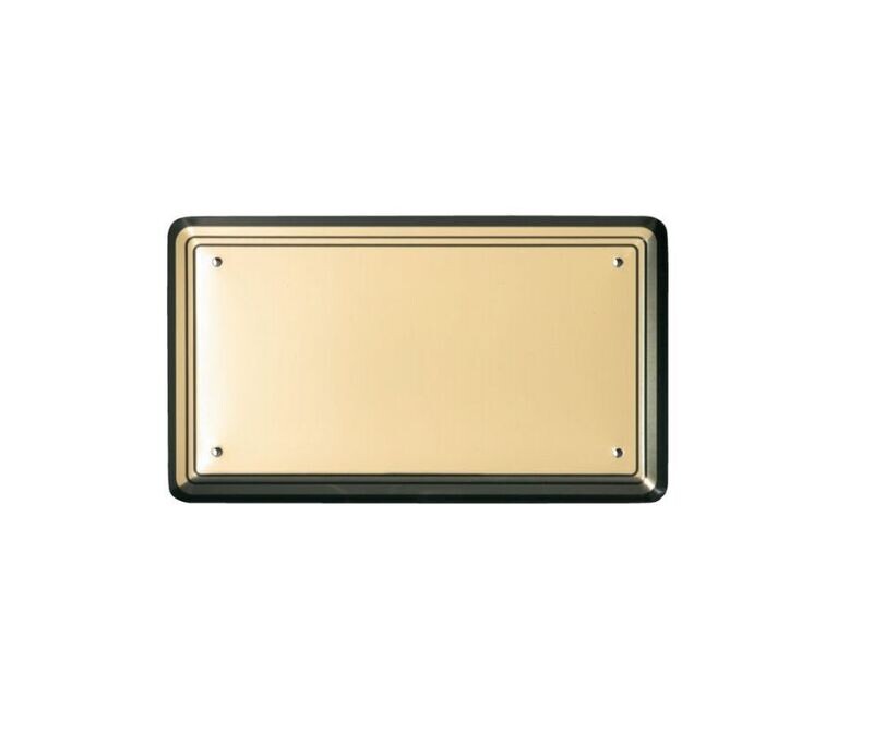 Plaque rectangulaire en aluminium convexe avec fond or et bordure noire