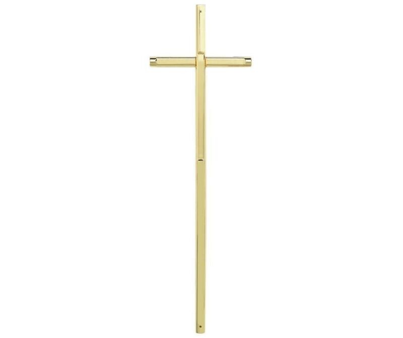 Croix pour cercueil en alliage de zamak série 316 finition laiton poli