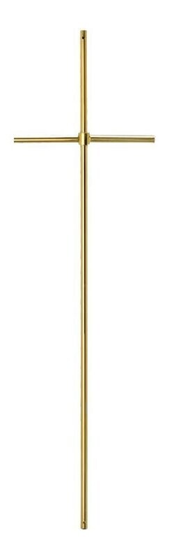 Croix pour cercueil en laiton à section demi-ronde 10 mm avec cube central