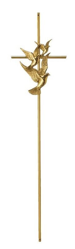 Croix de cercueil en laiton à vol de colombe