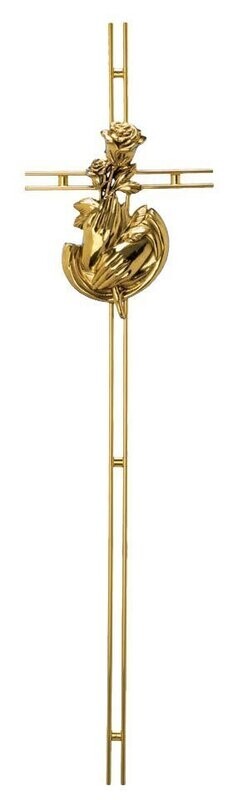 Croix de cercueil en laiton avec mains et roses