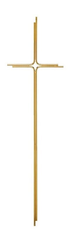 Croix pour cercueil en laiton avec double section de fil couplé avec extrémités décalées et trou central