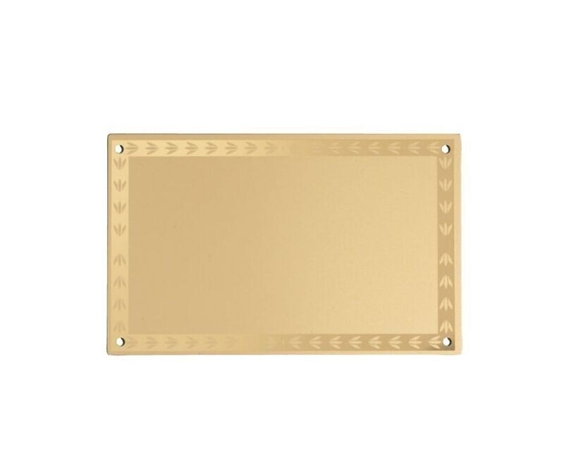 Plaque rectangulaire en aluminium à fond or patiné et bordure or poli "tulipe"