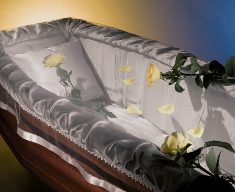 Voile couvrant le défunt avec ruban de satin gris