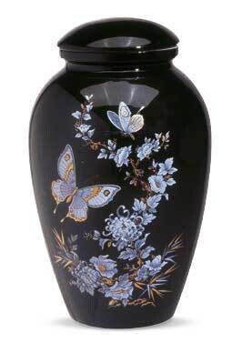 Urne cinéraire ligne porcelaine avec papillon
