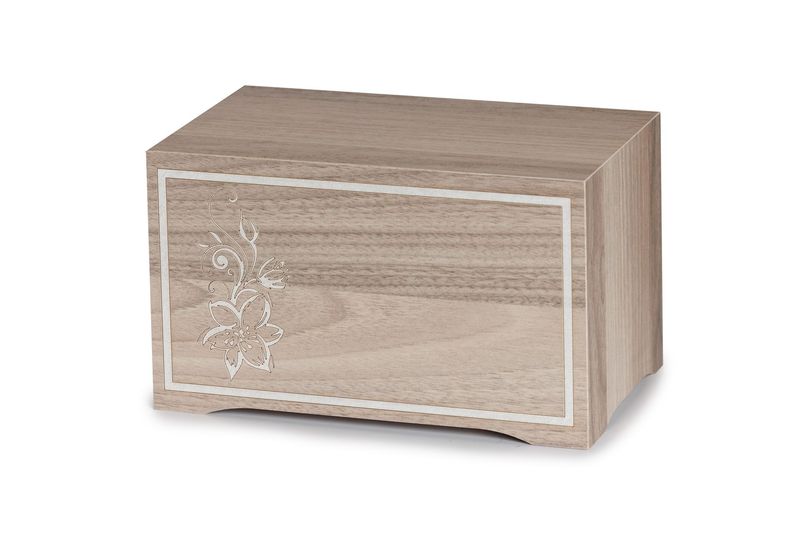 Urne en bois – finition chêne avec lys
