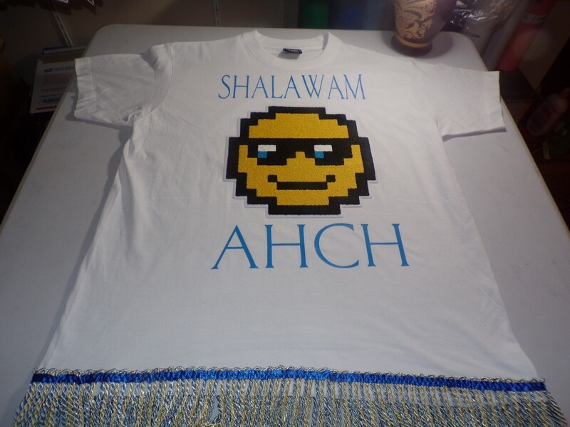 Shalawam Ahch White w/Sky Blue Gold Fringes