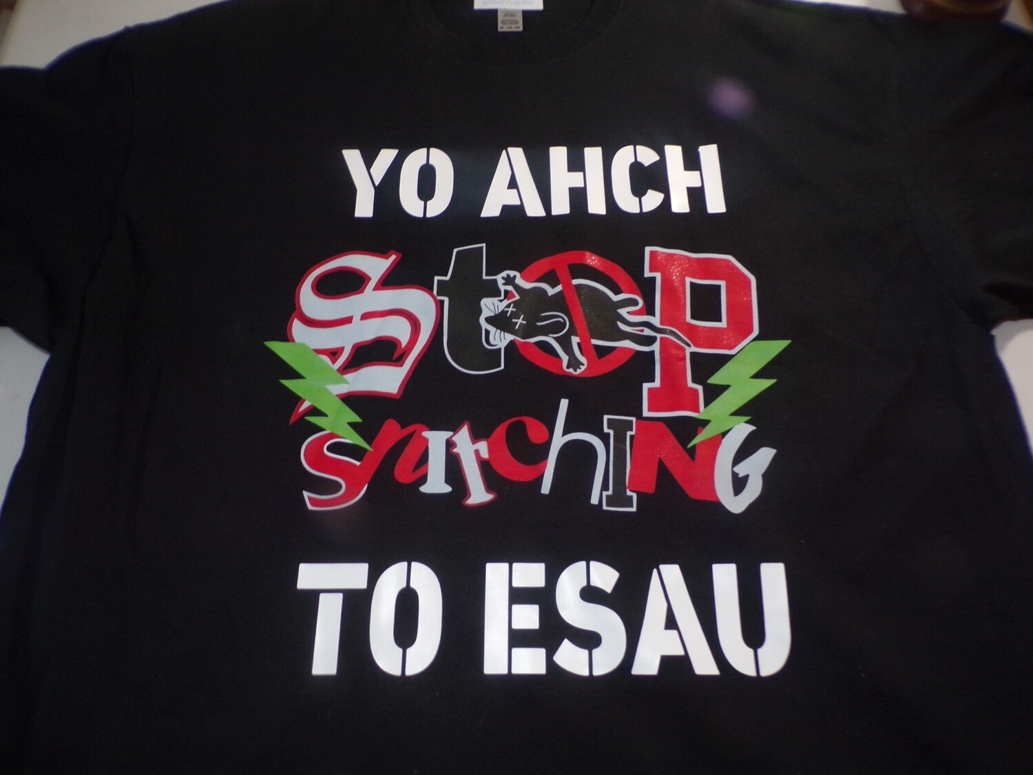 Yo Ahch Stop Snitching to Esau Black/lime green fringes