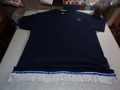 Solid Navy-Blue White Fringes