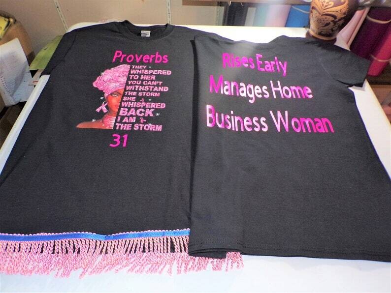 Proverbs 31 Woman I Am The Storm/Rises Early Manages Home Business Woman (Back)