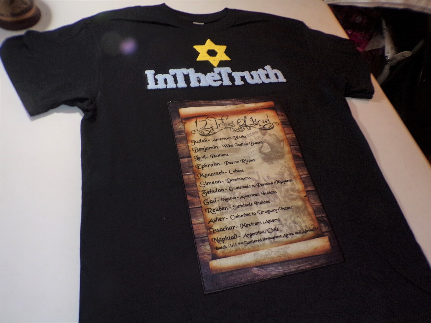 Inthetruth12 Tribes of Israel Patch Work Black Tee