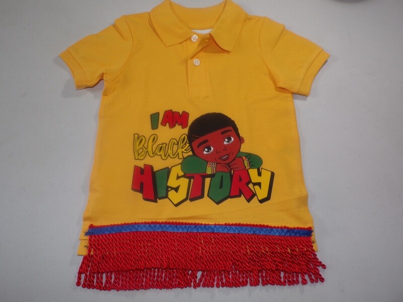 I Am Black History /Menorah on back red fringes Kids Polo