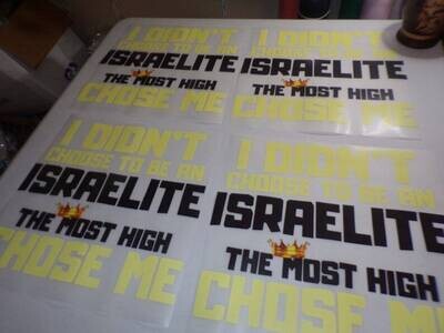 I Didn&#39;t Choose To Be An Israelite The Most High Chose Me Iron On Patch Black/Yellow SALE LIMITED TIME