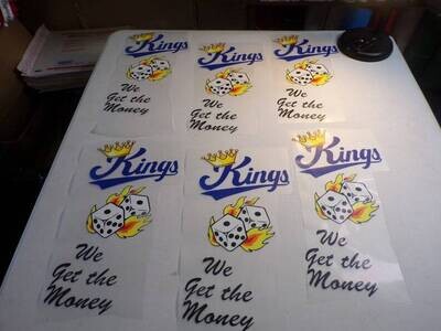 Kings We Get The Money Iron On Hot Stamp (Blue Writing) SALE LIMITED TIME