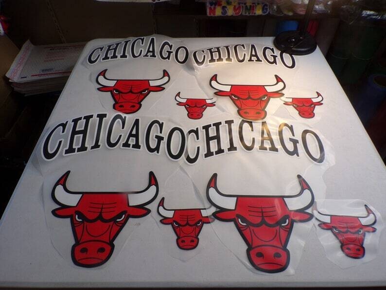 Chicago Bulls 2Pc Iron On Heat Stamp